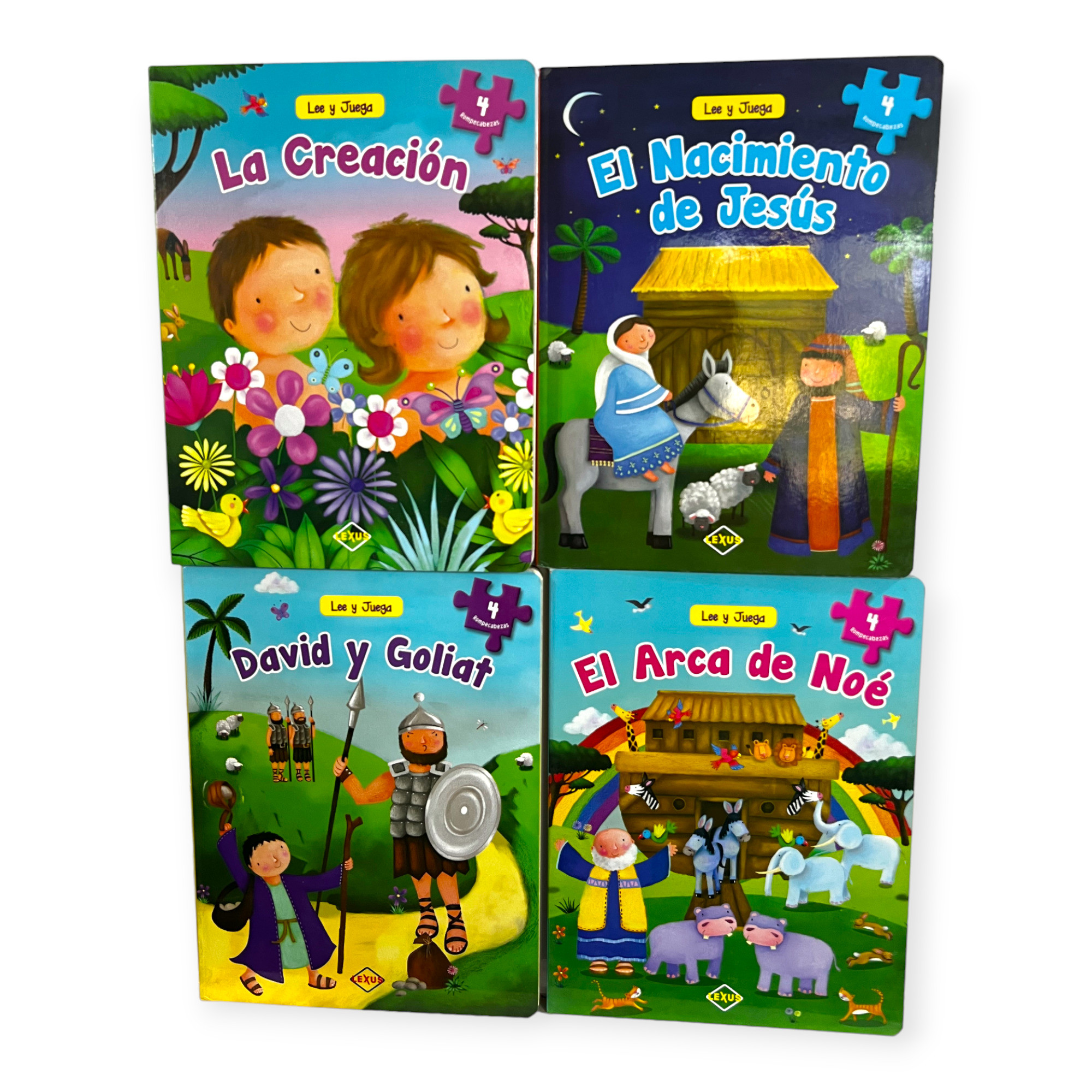Portada de Lee y Juega Religión – 4 Libros con Rompecabezas