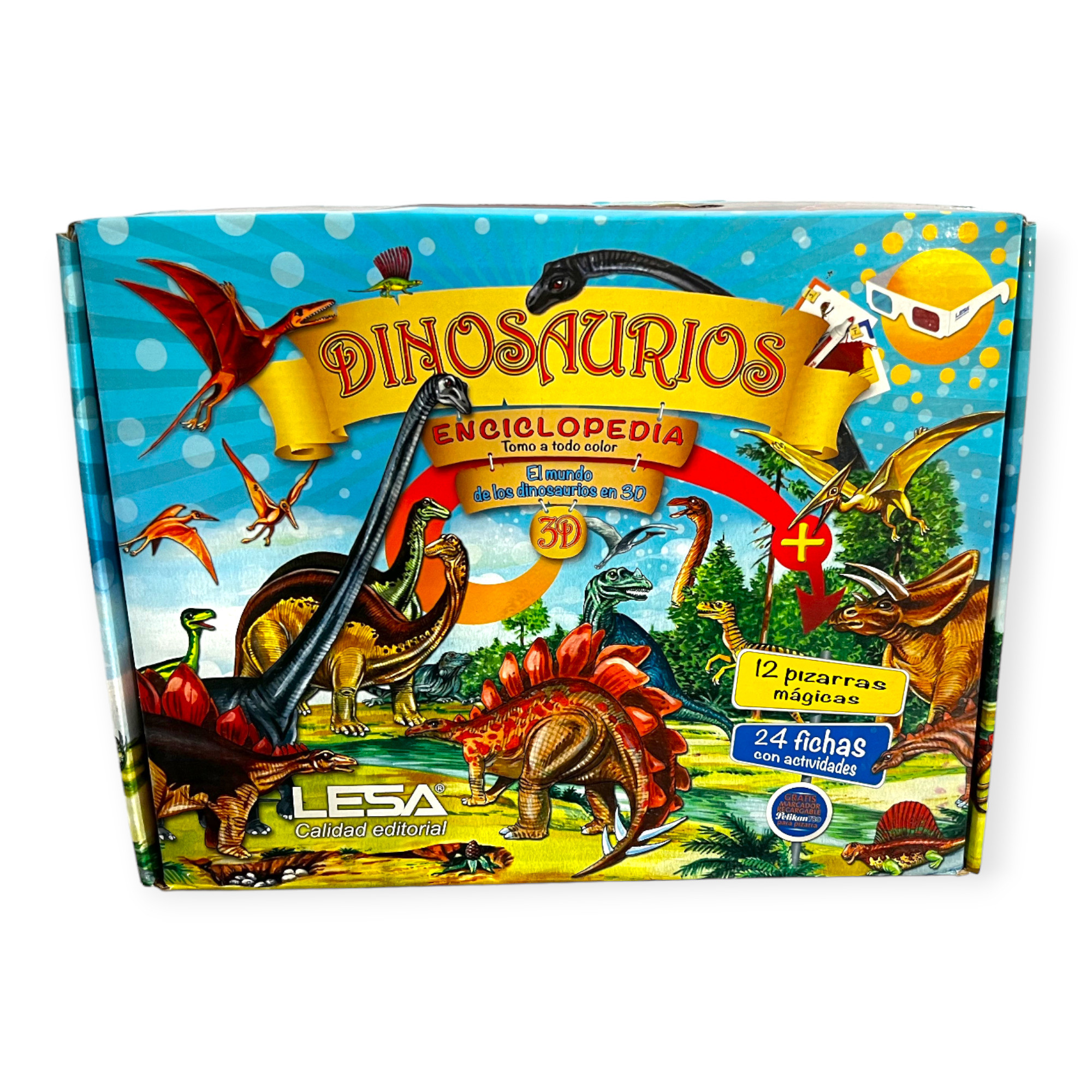 Portada de Dinosaurios – Enciclopedia a Todo Color con Libro 3D y Fichas